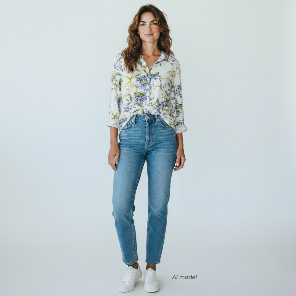 Joie Shirt Womens 3X Multicolor Linen Floral Button Front Roll Tab Top